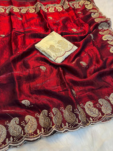 Luxe Space Silk Saree - Elegant Sequins & Zari Embroidery for Festive Wear