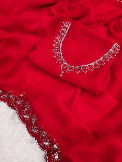 Luxe Space Silk Saree - Elegant Zarkan Diamond Work Festive Party Wear
