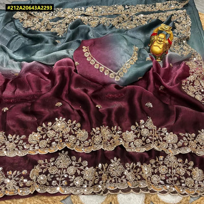 Luxe Space Silk Saree - Handcrafted Sequence & Cutdana for Festive Wear