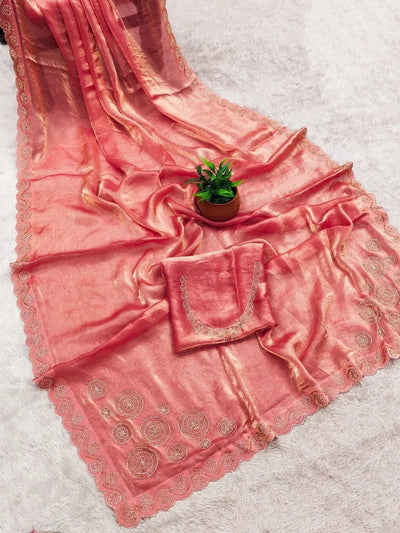 Luxe Space Silk Saree - Jarkhan Diamond Work Festive Wear