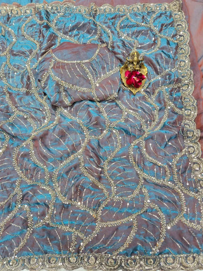 Luxe Space Silk Saree - Original Beads Work for Festive Occasions