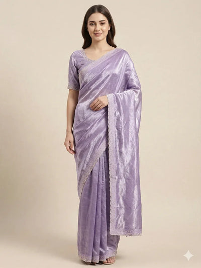 Luxe Space Silk Saree with Elegant Zarkan Diamond Work for Festive Wear
