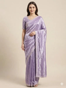 Luxe Space Silk Saree with Elegant Zarkan Diamond Work for Festive Wear