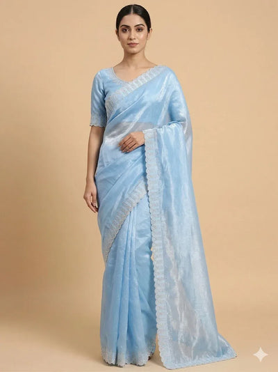 Luxe Space Silk Saree with Zarkan Diamond Work for Women