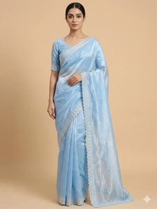 Luxe Space Silk Saree with Zarkan Diamond Work for Women
