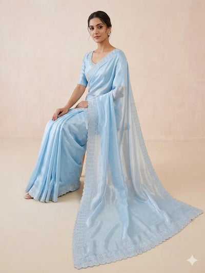 Luxe Space Silk Saree with Zarkan Diamond Work for Women