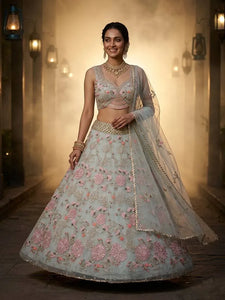 Luxe Tabby Silk Lehenga with 4-Meter Flare for Bridal & Festive Wear