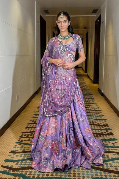 Luxe Taby Silk Lehenga Choli with Hand Mirror Work - Festive Wear