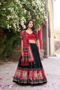 Luxe Tussar Silk Lehenga Choli with Patola Dupatta - Festive Wear for Women
