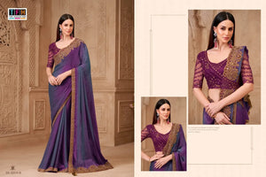 Luxe Twinkle Satin Georgette Saree - Designer Festive Wear with Embroidered Blouse for Women