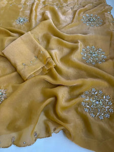 Luxe Two-Tone Tissue Saree - Handwork & Gota Patti for Festive Wear