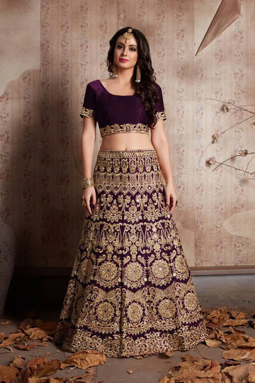 Luxe Velvet Lehenga Choli - Embroidered Wedding Wear for Women