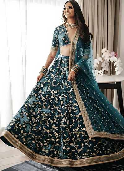 Luxe Velvet Lehenga Choli - Heavy Cording Embroidery for Wedding & Festive Wear