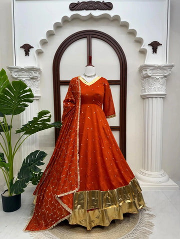 Luxe Vichitra Silk Anarkali Gown Set - Elegant Festive Wear for Women