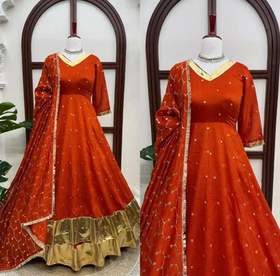 Luxe Vichitra Silk Anarkali Gown Set - Elegant Festive Wear for Women
