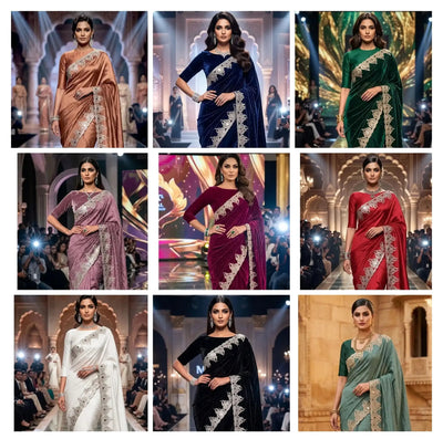 Luxe Vichitra Silk Saree - Designer Mirror Work Festive Wear