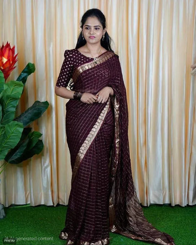 Luxe Viscose Georgette Saree with Blouse - Elegant Festive Wear for Women