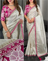 Luxe Viscose Satin Saree - Handcrafted Designer Festive Wear for Women