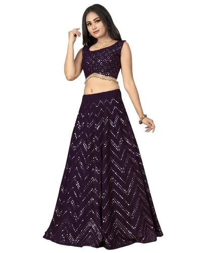 Luxe Wine Lehenga Choli - Thread & Sequence Embroidery for Weddings