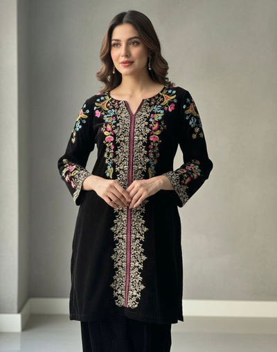 Luxurious Embroidered Velvet Co-ord Set for Women | Winter & Festive Wear