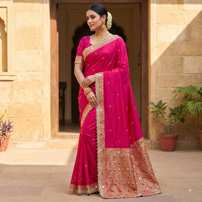 Luxurious Jacquard Satin Silk Saree - Designer Wedding Collection