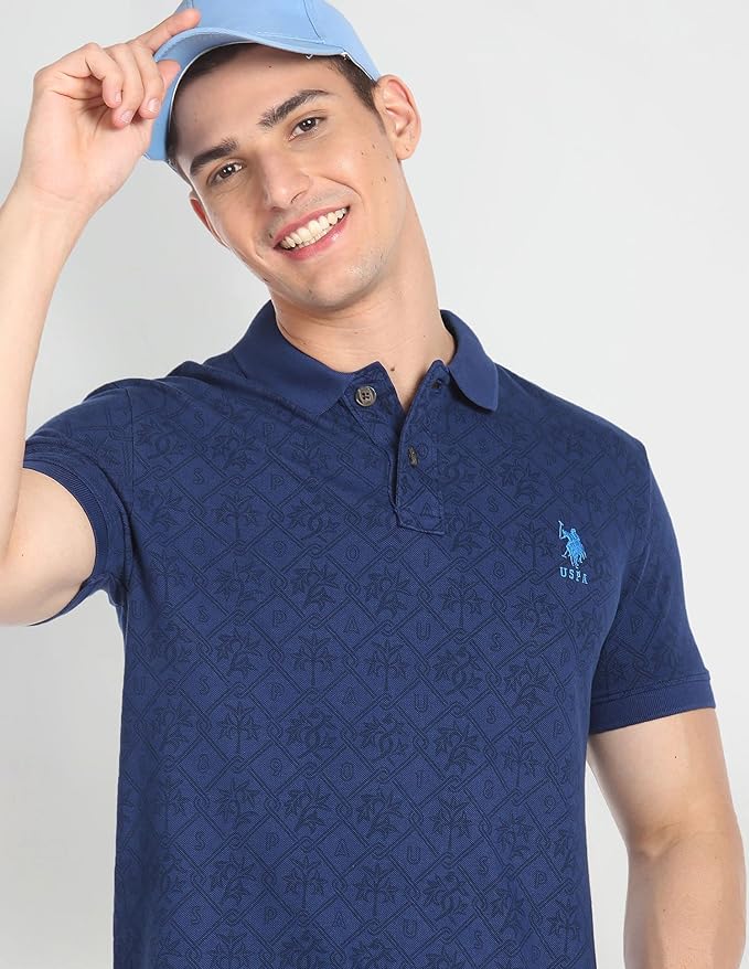 Men Solid Polo Neck Cotton T-Shirt ( Pack of 3 ) Navy S