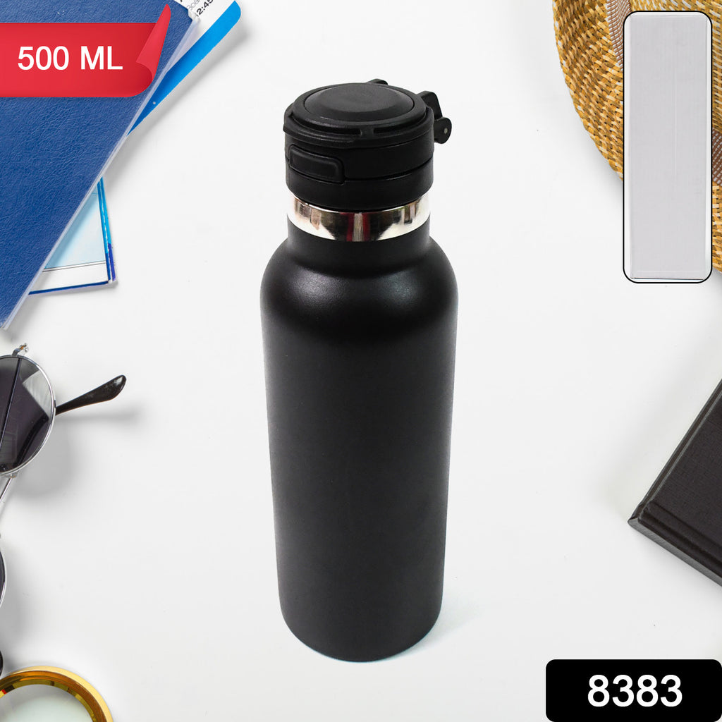 Kids' 500ml blue insulated stainless steel water bottle with strap