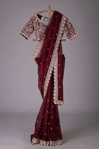 Maroon Designer Saree for Women | Festive & Party Wear