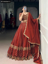 Maroon Embroidered Silk Lehenga Choli for Women | Festive Wear