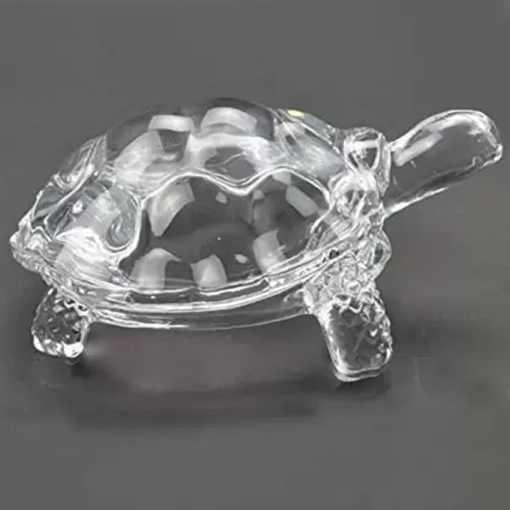 Faceted crystal glass turtle-tortoise figurine for Feng Shui & Vastu.