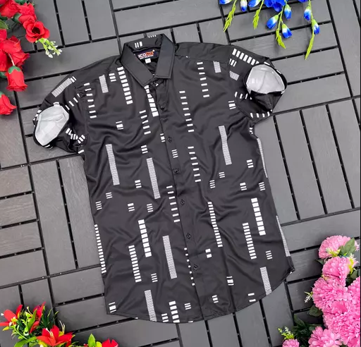 Men's regular fit printed casual shirt with spread collar