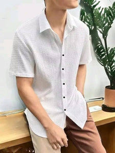 Men Regular Fit Self Design Spread Collar Casual Shirt