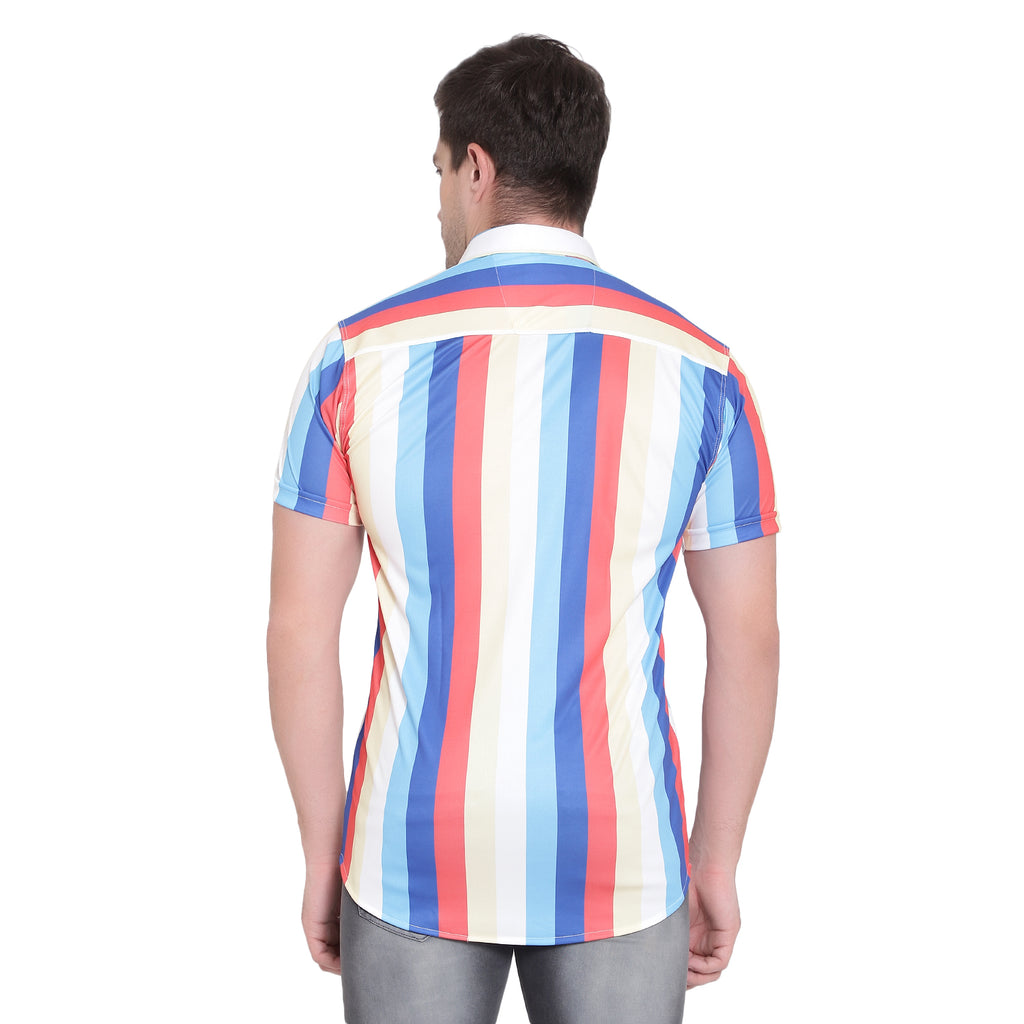 Image of Men Regular Fit Striped Spread Collar Casual Shirt accessory