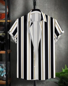 Men Regular, Super Slim Fit Striped Cut Away Collar Casual Shirt | TRENDBUY