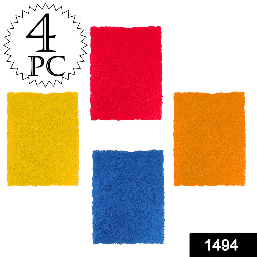 Pack of 4 green kitchen scrubber pads for cleaning utensils and tiles