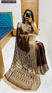 Modal Silk Ajarakh Print Saree for Women | Everyday Elegance