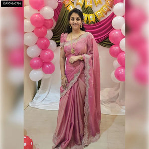 Luxurious Moss Satin Dual Shade Saree for Women | Festive & Party Wear Ethnic Wear Online