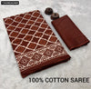 Elegant Mulmul Cotton Ikkat Block Print Saree for Women - Daily & Festive Ethnic Wear Online