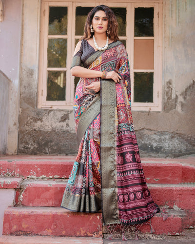 Multi-Color Banarasi Silk Saree for Women | Festive & Wedding Wear