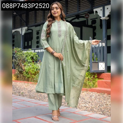 Muslin Silk Embroidered Anarkali Suit Set for Women | Festive Wear