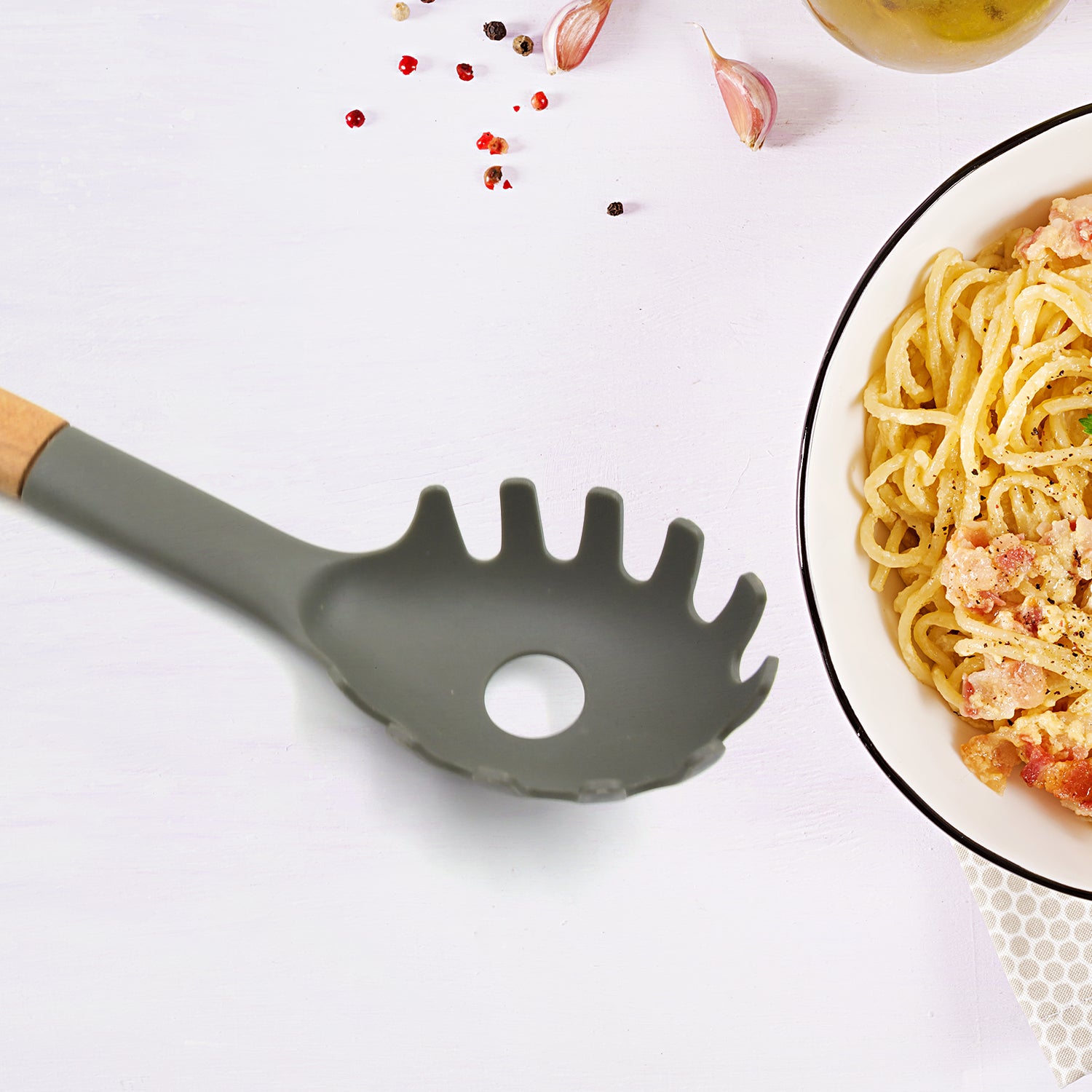 Plastick Kitchen Accessories Whisk Pasta Spoon Soup Spoon Heat Resistant Non Stick Spoons Kitchen Cookware Items (1 Pc )
