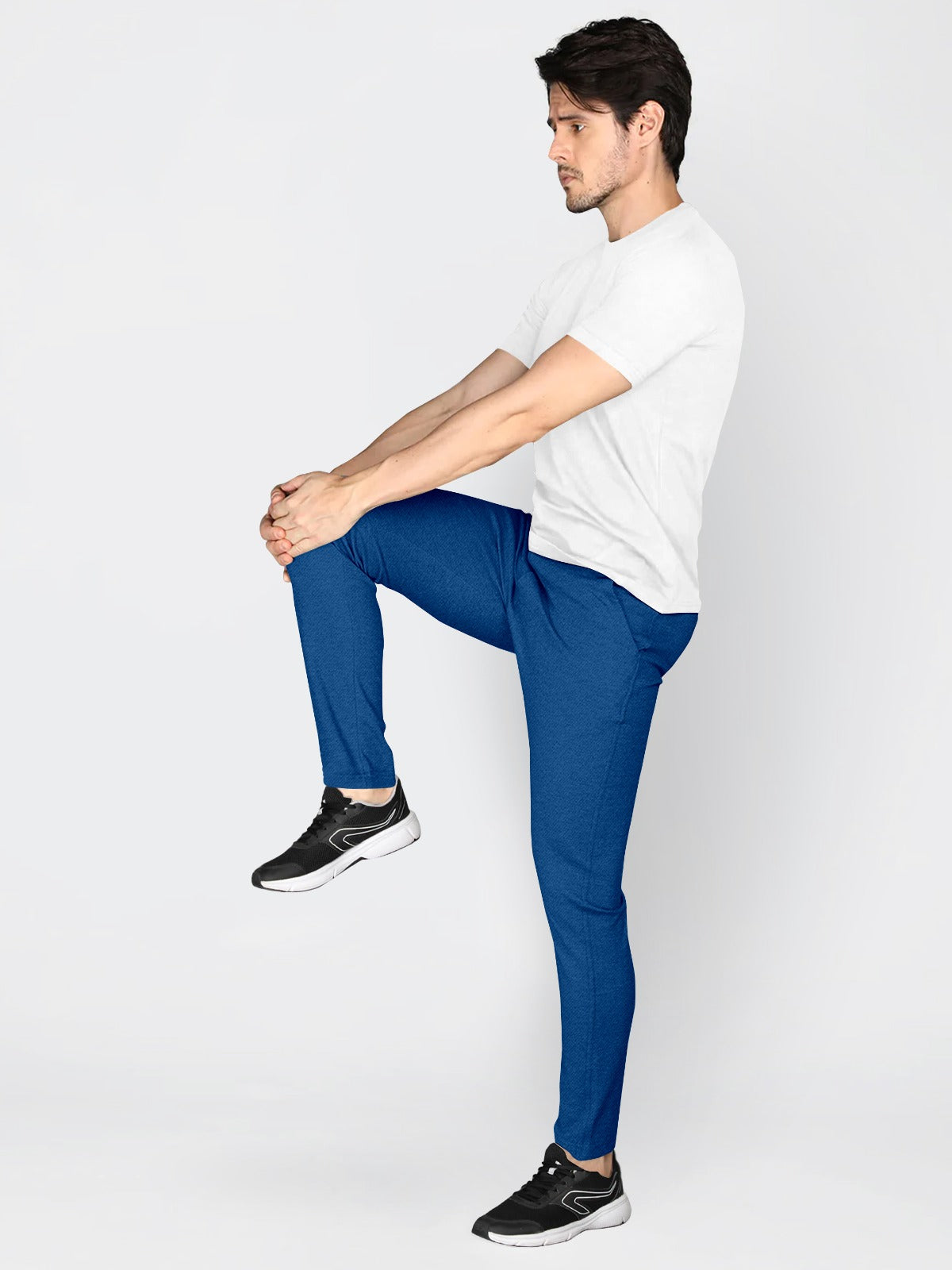Classic Men's Regular Fit Cotton Blend Trousers for Comfortable and Stylish ( Teal Blue ) 28