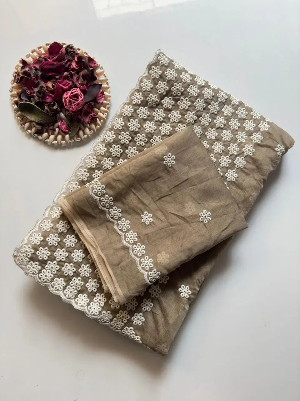 New Arrival Chanderi Cotton Saree - Thread Work & Scallop... – TREND BUY