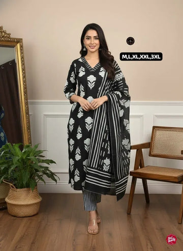 New Arrival Cotton Kurta Set - Embroidered Malmal Dupatta for Festive & Daily Wear