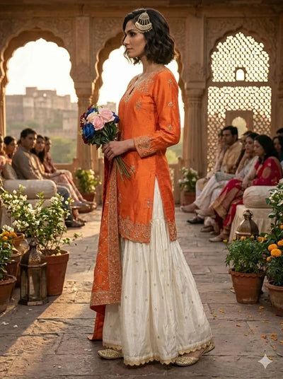 New Arrival Designer Chinon Silk Palazzo Suit Set - Heavy Embroidery Festive Wear