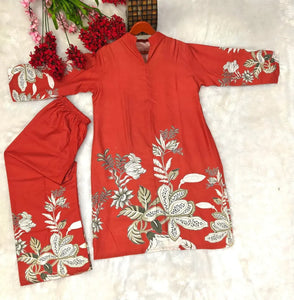 New Arrival Designer Rayon Cord Set - Printed Kurti & Pant for Women
