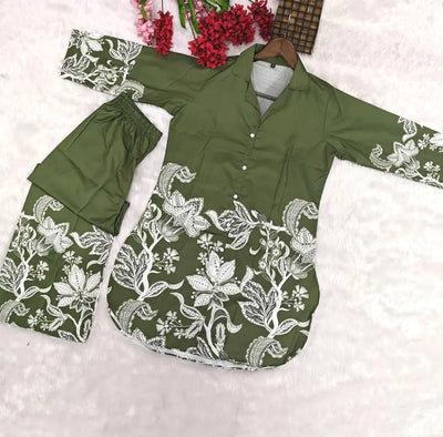 New Arrival Designer Rayon Cord Set - Printed Kurti & Pant for Women