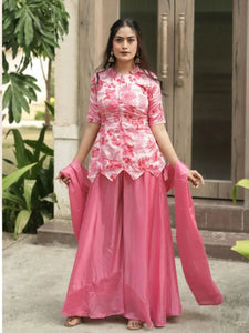 New Arrival Elegant Chinon Plazo Set - Modern Festive Wear for Women