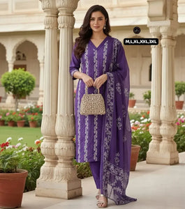 New Arrival Elegant Cotton Kurti Set - Embroidered Festive Wear for Women with Malmal Dupatta | Sizes M-3XL