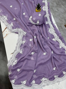 New Arrival Embroidered Saree - Soft Fabric C-Pallu for Party Wear